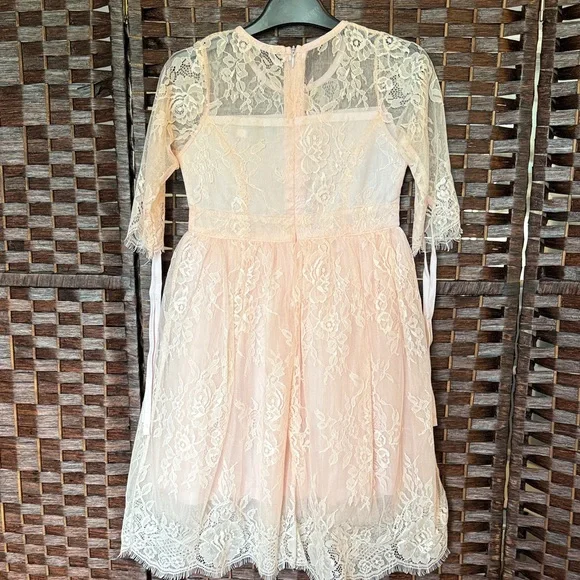 Trish Scully sz 4 Bella Rafaella pink lace formal dress for girls EUC NO BELT - Picture 7 of 7